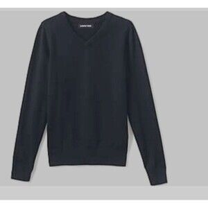LANDS' END SCHOOL UNIFORM COTTON MODAL FINE GAUGE V-NECK SWEATER S age 3 to 4